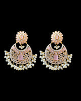 ERS2 Gold-Plated Chandbali Earrings with Zircons & Shell Pearls ( READY TO SHIP )