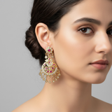 ER19 Lahar gold plated dangler earrings in Ruby zircon combination ( READY TO SHIP )