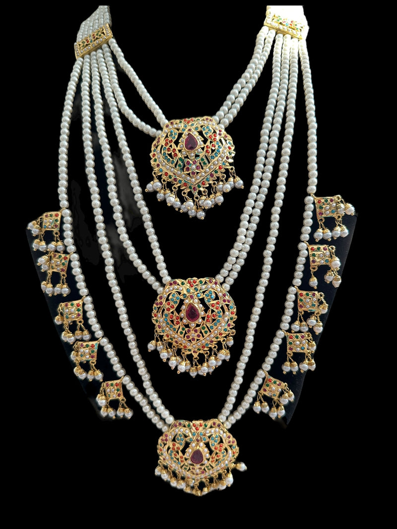 BAHAAR bridal set in Navratan and pearls ( READY TO SHIP )