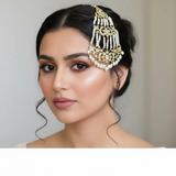 DJHR158 Hyderabadi Gold-Plated Moissanite Polki Jhumar with Freshwater Pearls ( READY TO SHIP )