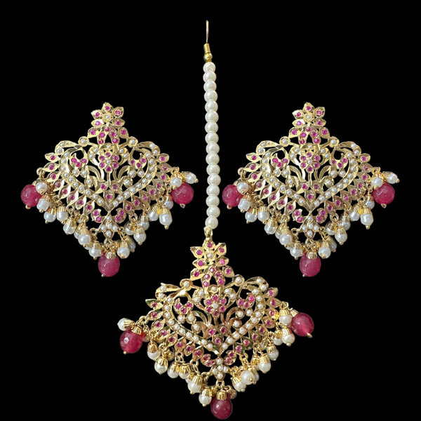 DJET105 Afreen ruby   earrings tika ( READY TO SHIP )