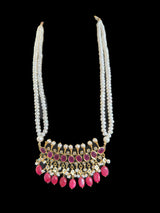 PS508 Tirmani in Rubies with Freshwater Pearls and Chandbali Earrings – Gold-Plated Lightweight Jewelry( READY TO SHIP )