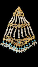 BR598 Leah bridal set in turquoise with pearls   (READY TO SHIP)