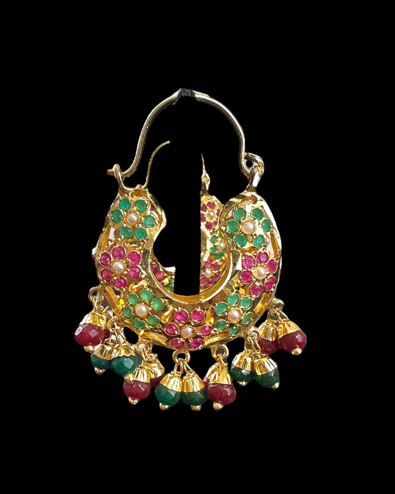 DER736 Jadau Bali earrings - ruby emerald ( READY TO SHIP )