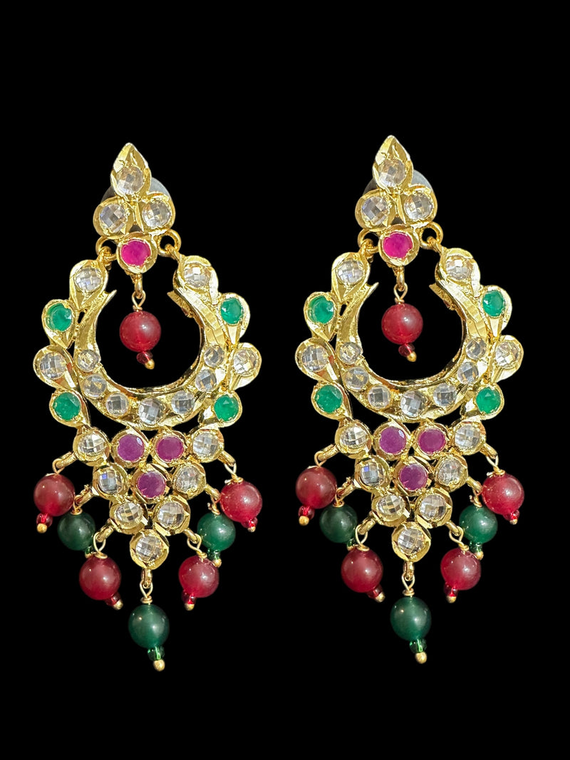 DER777 Mushk Ruby emerald earrings ( READY TO SHIP )