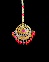 DJTK372 Gold-Plated Tikka in Pearl & Ruby Combination ( READY TO SHIP )