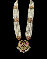 BR465 RAABYA ruby and pearl with zircon bridal choker set with earrings tika ( READY TO SHIP )