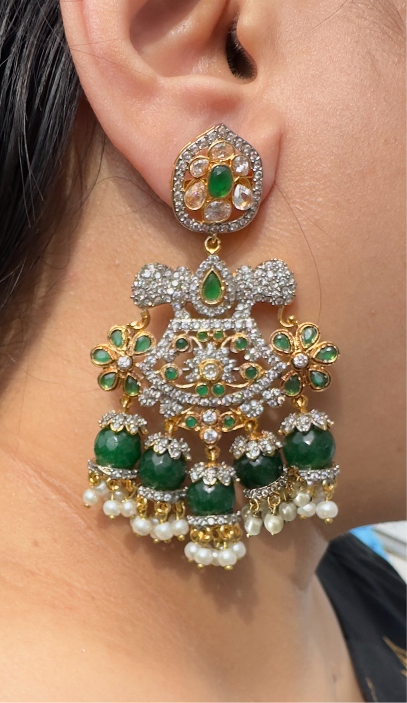 Laiha gold plated earrings - Green ( READY TO SHIP )
