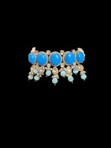 C595 Turquoise & Pearl Gold-Plated Choker Set – Timeless Elegance ( READY TO SHIP )