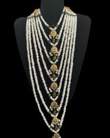 SAT116  Hyderabadi satlada in Fresh water pearls and emeralds ( READY TO SHIP )