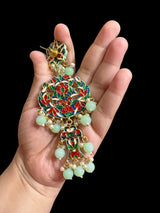 Farwah large  Kundan earrings  - Mint   ( READY TO SHIP )