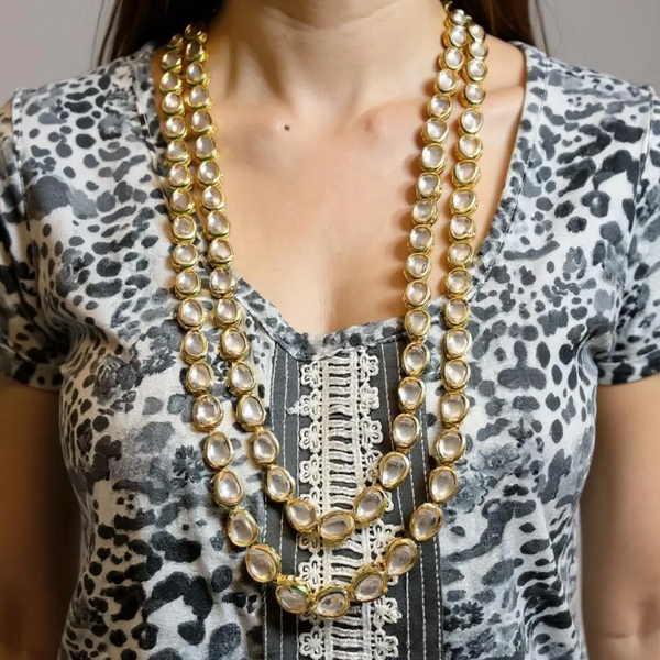 DLN132 Afsa Two-Layered Kundan Necklace – Gold-Plated Bridal Jewelry ( READY TO SHIP )