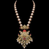 PS392  pendant set in pearls with Polki ( READY TO SHIP )