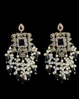 DER728  Nagma dangler earrings in kundan (black )( READY TO SHIP)