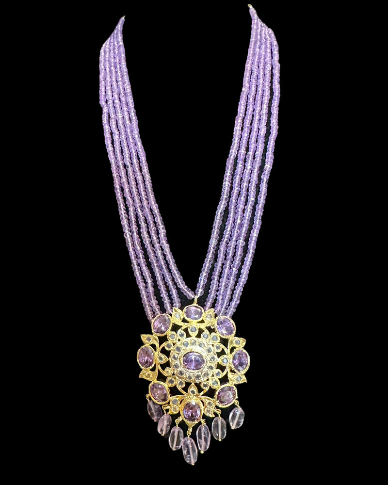 DLN134 Gold -Plated Necklace earrings  with Amethyst Beads ( READY TO SHIP )