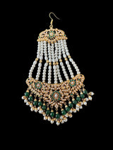 DJHR130  Hema jadau jhoomar in emerald and pearl combination ( READY TO SHIP )