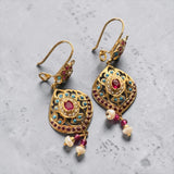 Turquoise Ruby Gold-Plated 92.5 Silver Earrings ( READY TO SHIP )