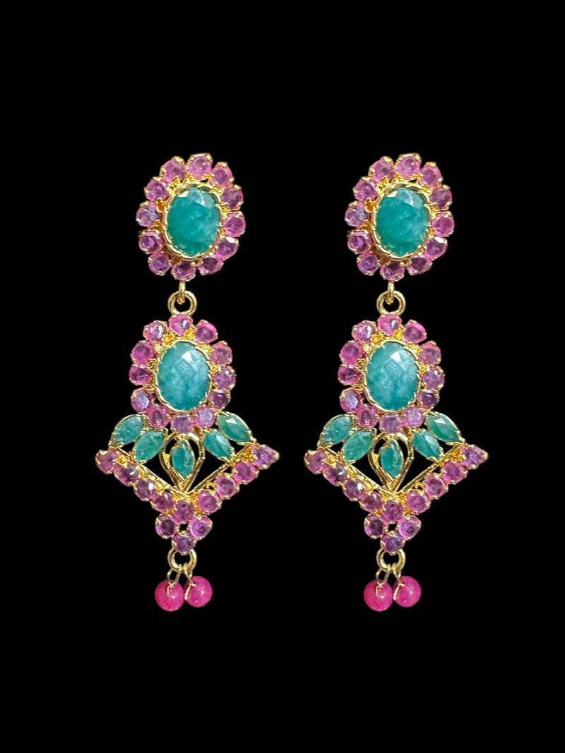 Ruby emerald  earrings - Red green ( READY TO SHIP )