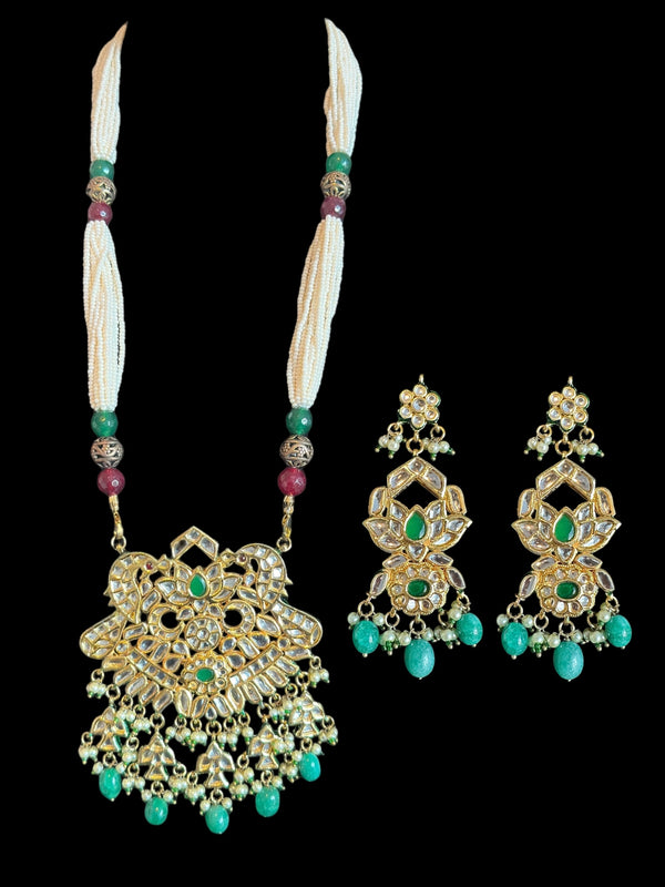 PS539 chethana kundan mala set with earrings ( READY TO SHIP )t