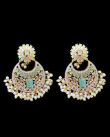 ERS2 Gold-Plated Chandbali Earrings with Zircons & Shell Pearls ( READY TO SHIP )