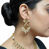 Ruby Emerald Pearl Necklace Set | 92.5 Silver Gold-Plated ( READY TO SHIP )