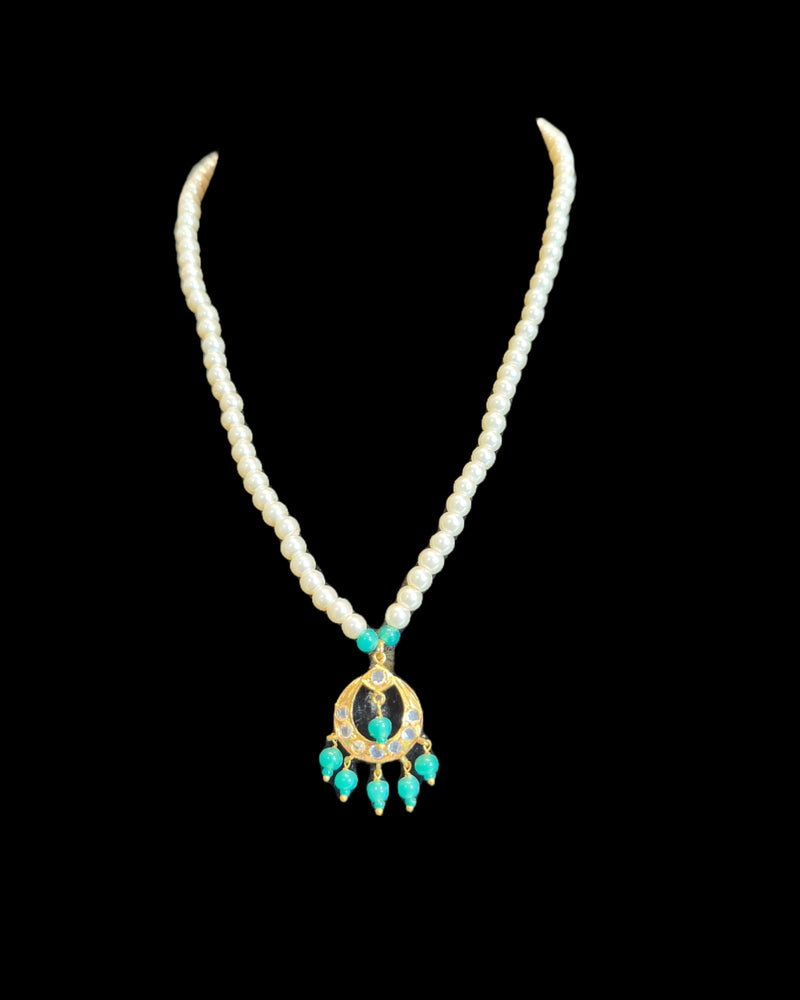 Nida Pendant with Pearl String – Green Beads in Hanging ( READY TO SHIP )