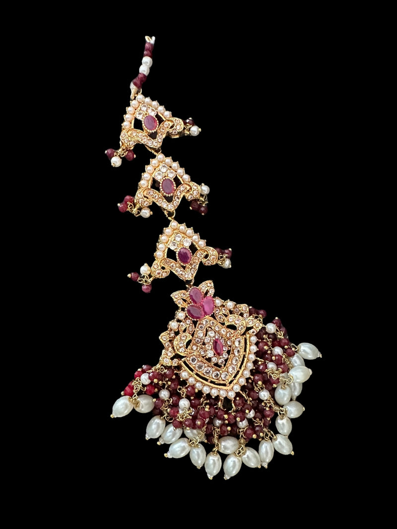 MAHAM jhoomar tika in ruby ( READY TO SHIP )