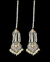 BR464 RAABYA fresh water pearl bridal choker Rani haar set with earrings tika ( READY TO SHIP )