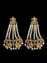 DER587 Amrita jhoomar earrings in Navratan  ( READY TO SHIP  )