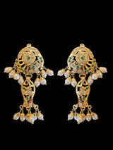 DER585 jadau earrings in fresh water pearls - green ( READY TO SHIP )