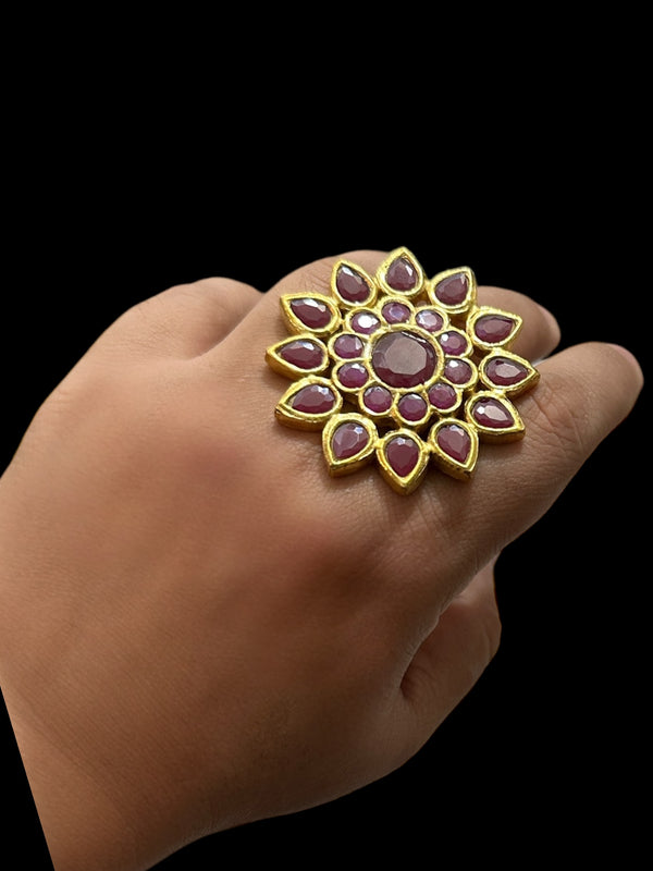 DJR38 Kundan ring  red ( READY TO SHIP)