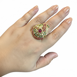 Ruby Emerald Pearl Ring – Gold-Plated 92.5 Silver ( READY TO SHIP )