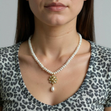 PS564 Barkha Floral Moissanite Polki Pendant Set with Freshwater Pearls – Gold-Plated Elegance ( READY TO SHIP )