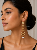 Gulnaar Freshwater Pearl Leaf Earrings in gold plated silver ( READY TO SHIP )