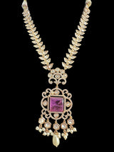 DNS154 Polki necklace set with pearls - PURPLE ( READY TO SHIP )