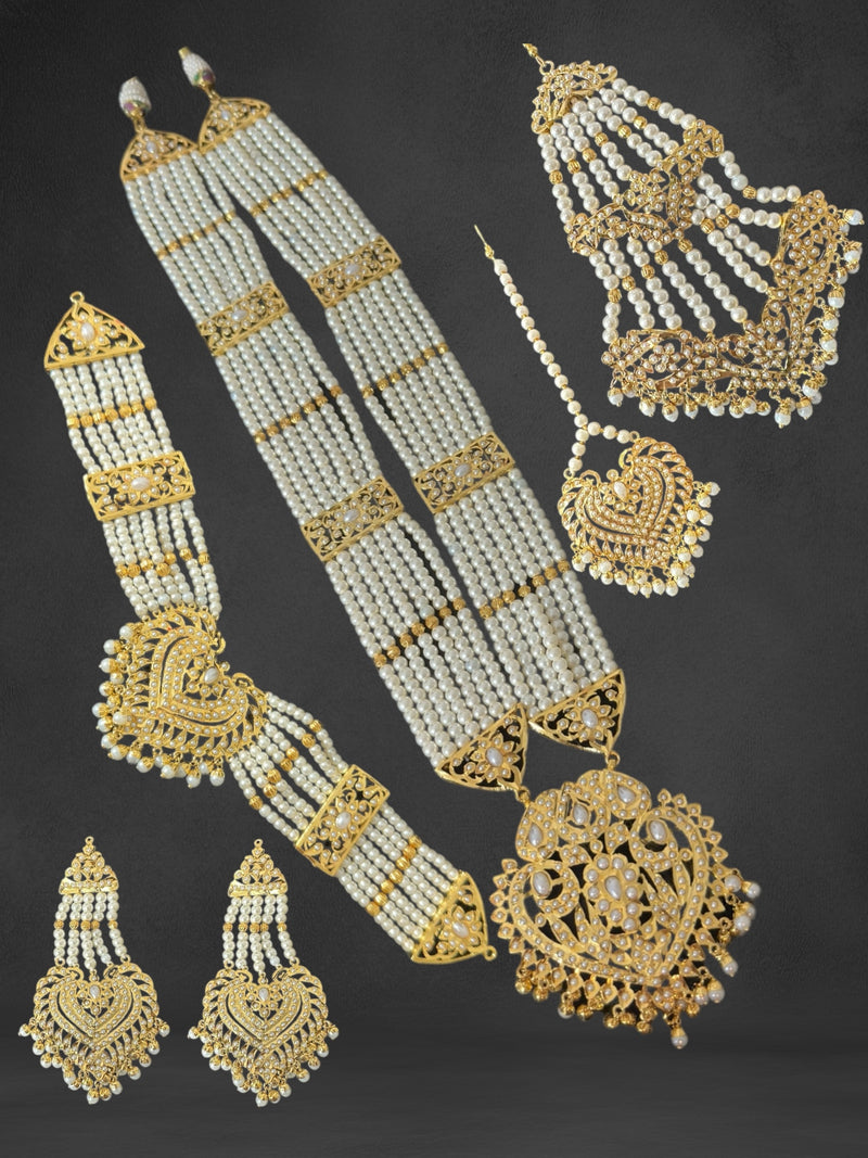 Insha pearl jadau bridal set in shell pearls ( READY  TO SHIP)