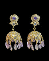 DLN134 Gold -Plated Necklace earrings  with Amethyst Beads ( READY TO SHIP )