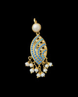 Gold Plated 92.5 Silver Turquoise Pendant Earrings with Freshwater Pearls ( READY TO SHIP )