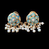 Turquoise and pearl gold plated jadau pendant set ( READY TO SHIP )