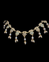 Jadau necklace set in sapphire turquoise combination ( READY TO SHIP )