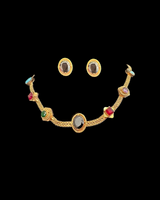 DNS219 Gold-Plated Multicolor Necklace Set with Earrings ( READY TO SHIP )