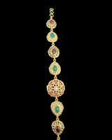 Ruby, Emerald & Pearl Gold-Plated Silver Bracelet – 92.5 Silver ( READY TO SHIP )