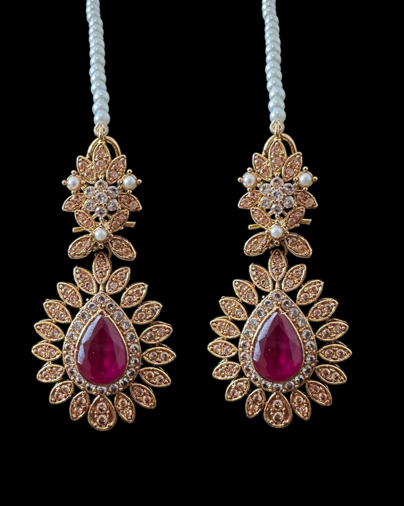 BR463 Ruby and zircon bridal set ( READY TO SHIP)