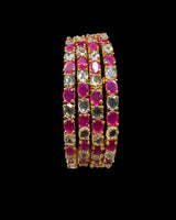 B825 Gold-Plated CZ Bangles – Set of Four (Size 2.4)   ( READY TO SHIP )