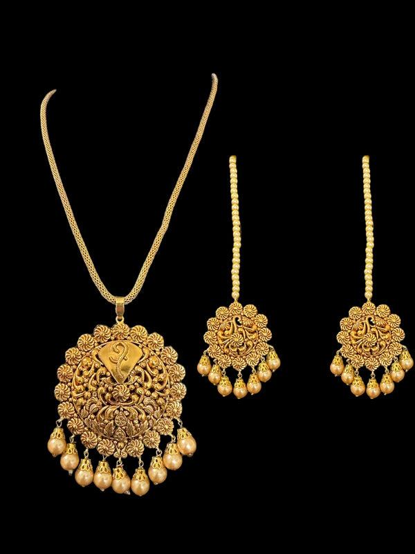 Antique gold plated pendant earrings ( READY TO SHIP )
