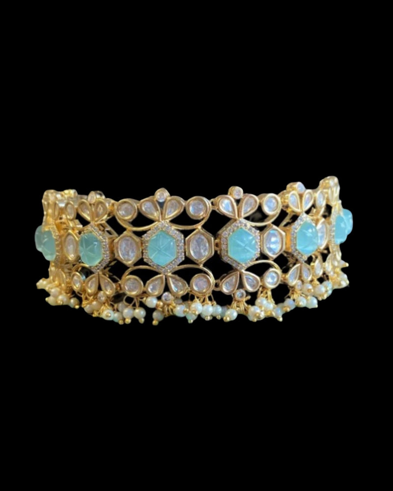 C589 Vedika polki choker in mint green ( READY TO SHIP)