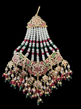 DJHR120 Jadau jhoomar in ruby emerald with pearls ( READY TO SHIP )