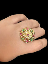 DJR108 Jadau ring -  ruby emerald pearl    ( READY TO SHIP )