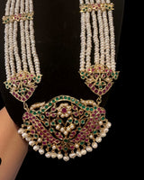Hareem Ruby emerald fresh water pearl rani haar ( SHIPS IN 4 WEEKS  )