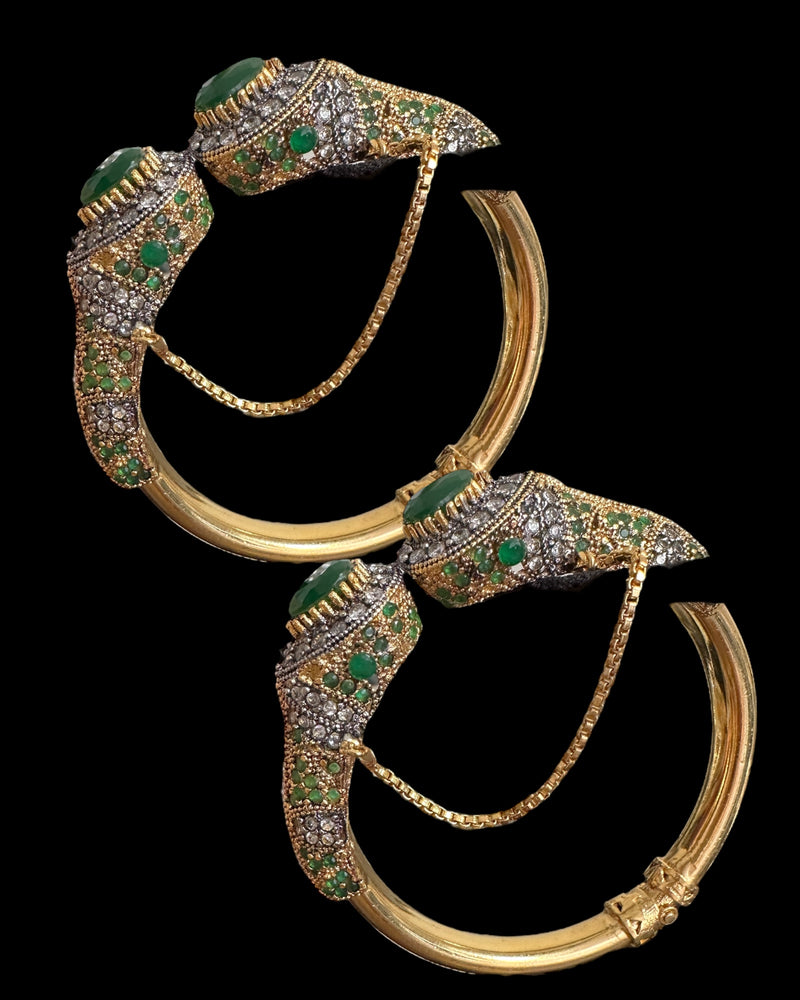 BG805 SALWA zircon bangles - Green openable ( READY TO SHIP )
